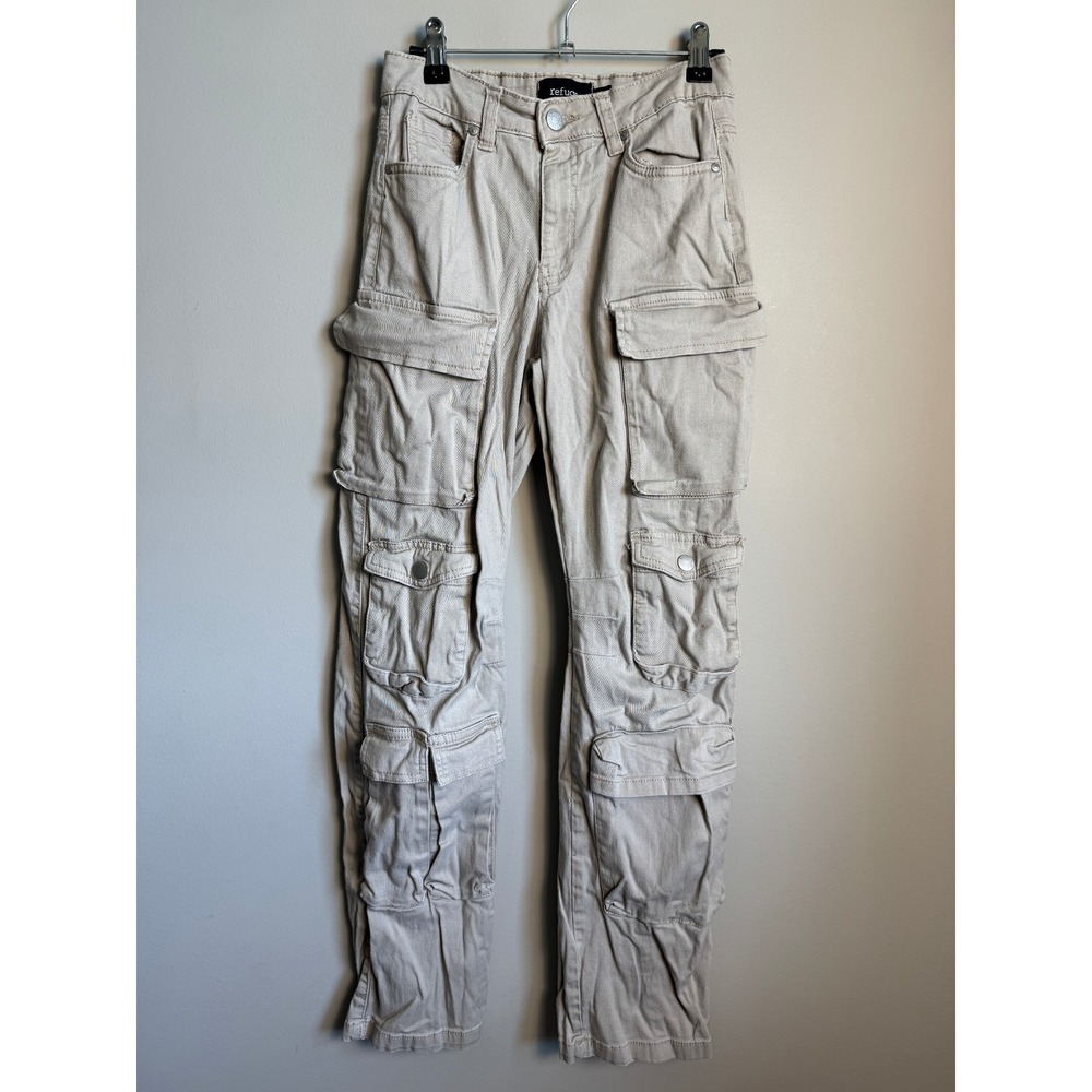 Refuge Womens Tan Multi Pocket Cargo Pants XS Utility Streetwear Gorpcore Y2K